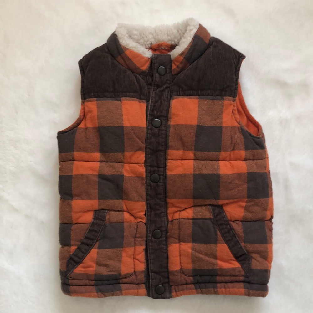 Gymboree boys plaid fleece lined vest size 2T-3t